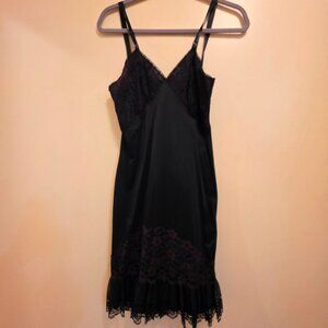 Nan Flower Nylon & Lace Black Slip 34